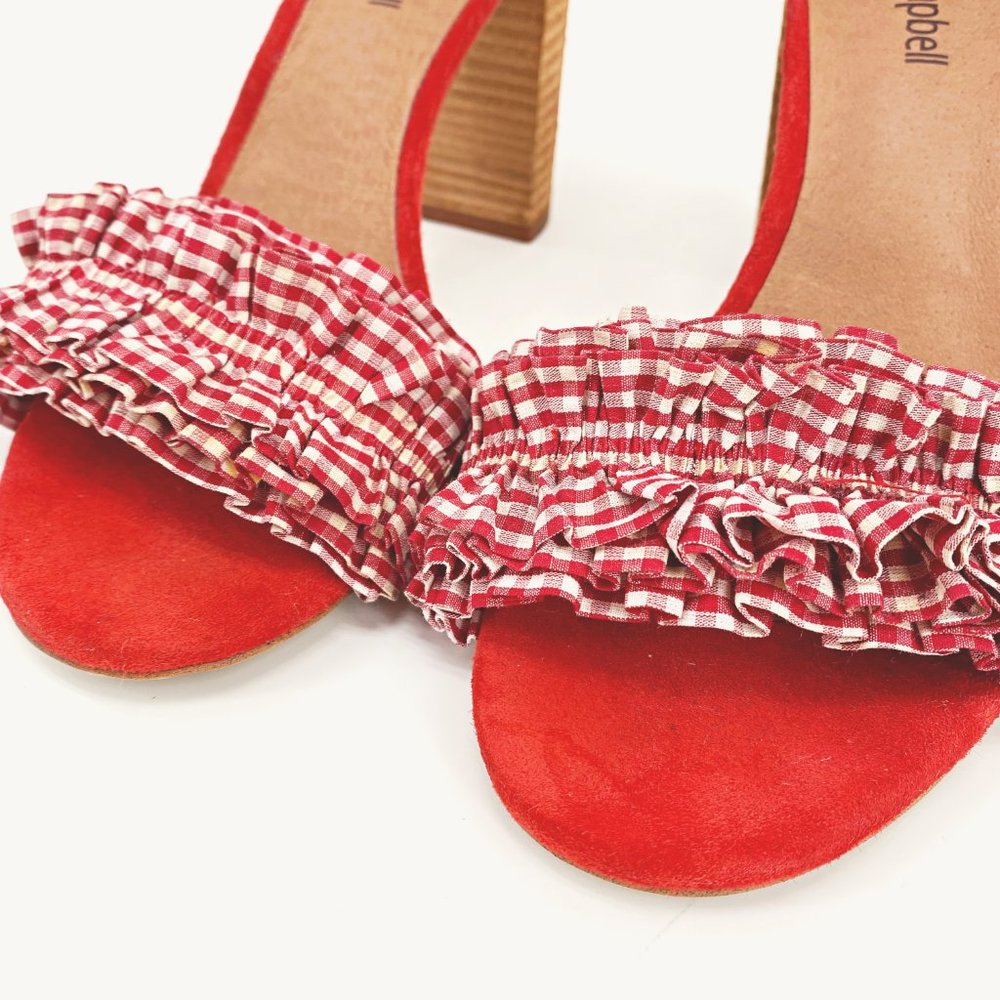 Jeffrey Campbell Red Gingham Lindsay Sandal - Picture 4 of 11